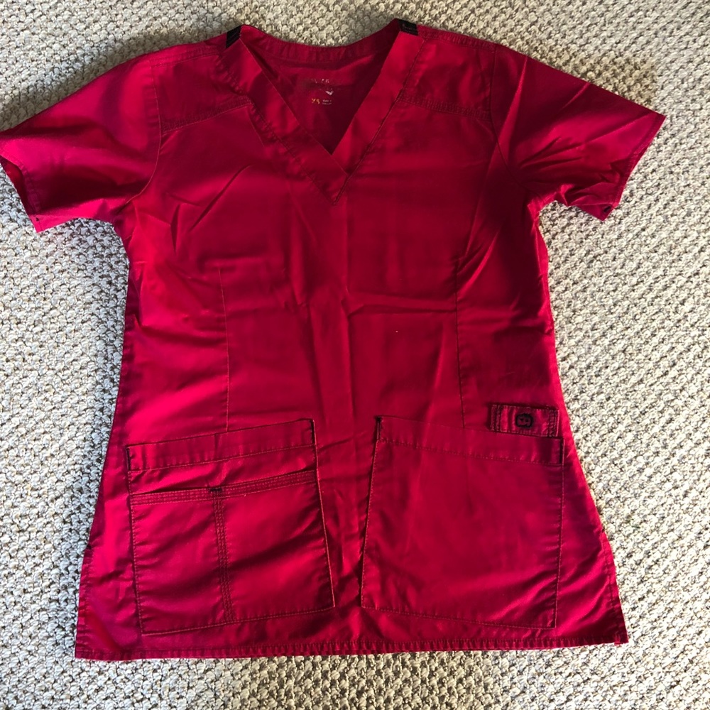 Deep red scrub top